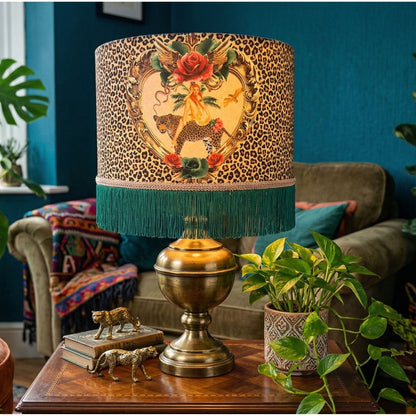 Tiger Rose Fringed Lampshade