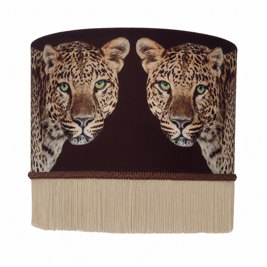 Leopard Lounge Chocolate Fringed Lampshade