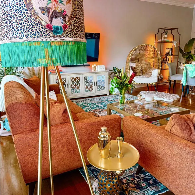 Tiger Rose Fringed Lampshade