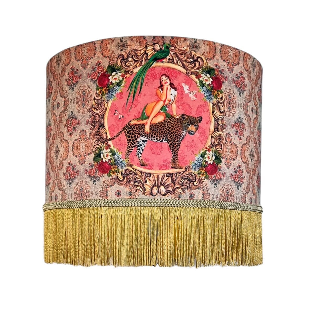 Alice Fringed Drum Lampshade: Handmade Velvet Lampshade with Tassels