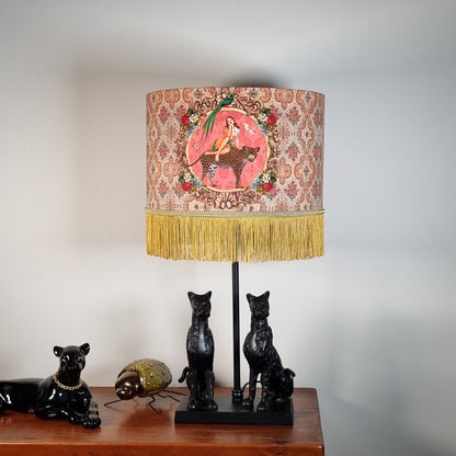 Alice Fringed Drum Lampshade, fringe lampshades, lampshade with tassels, unique lighting, handmade lampshade, vintage lampshades