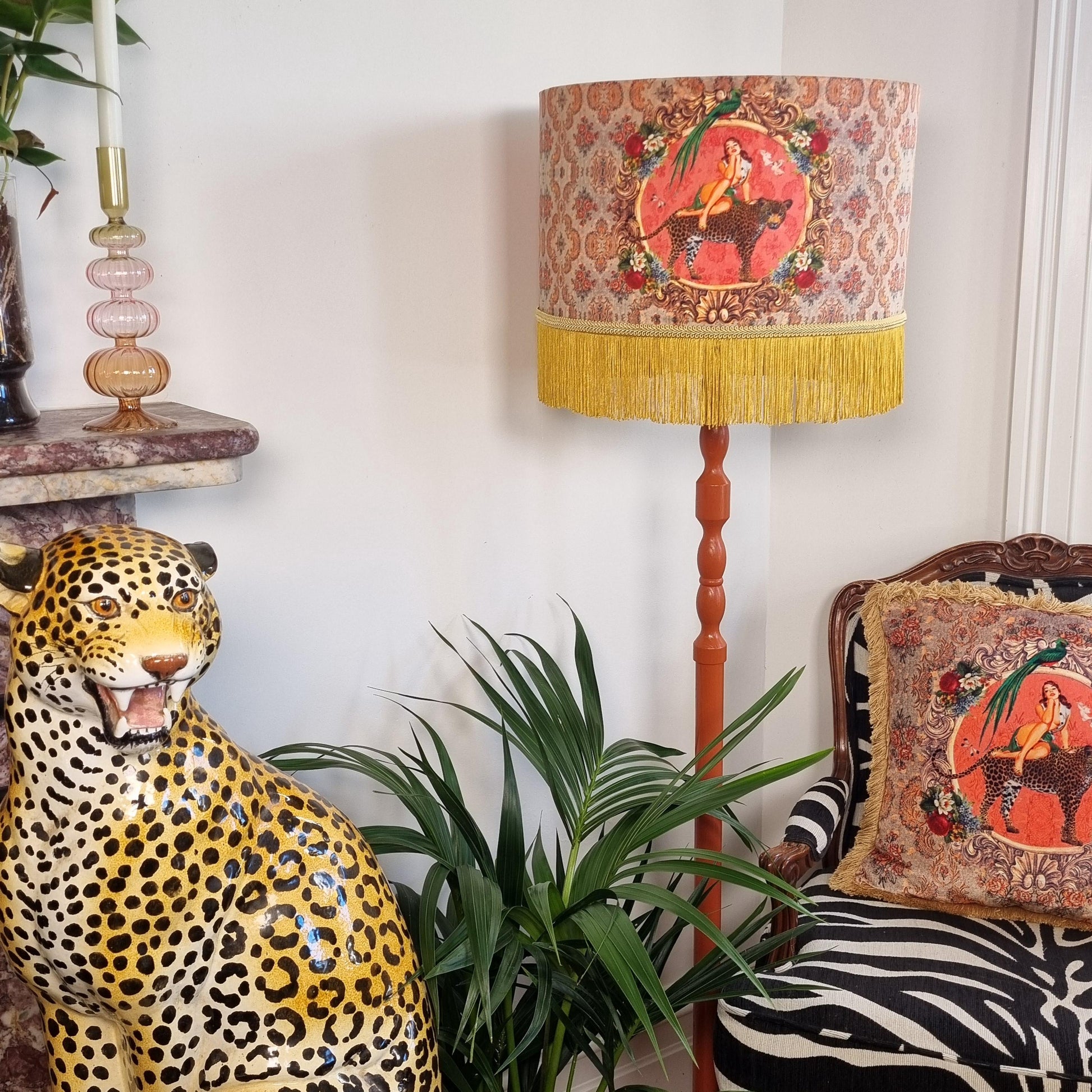 Alice Fringed Drum Lampshade: Handmade Velvet Lampshade with Tassels