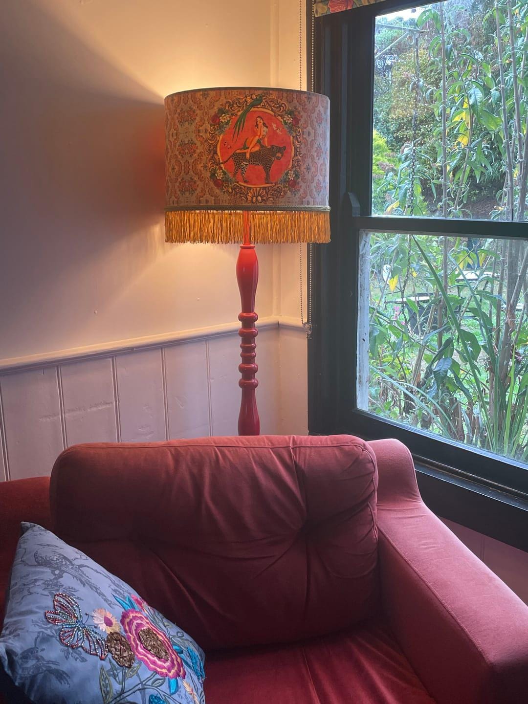 Alice Fringed Drum Lampshade: Handmade Velvet Lampshade with Tassels