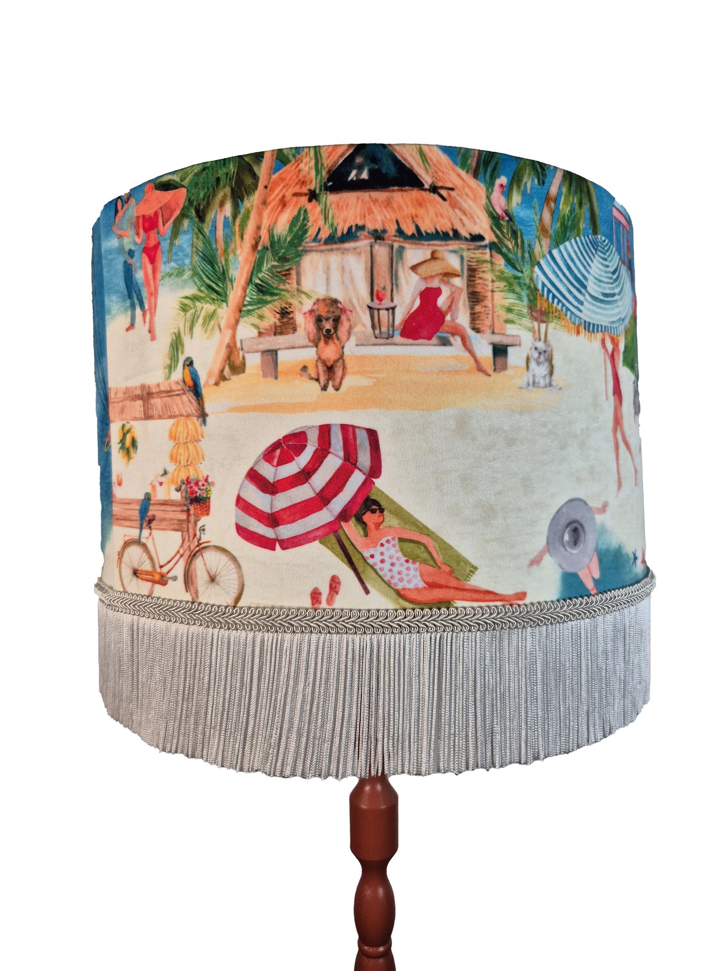 Riviera Tassel Lampshade Large drum fringe lamp shade eclectic decor beach house lighting seaside homewares pool bar lights