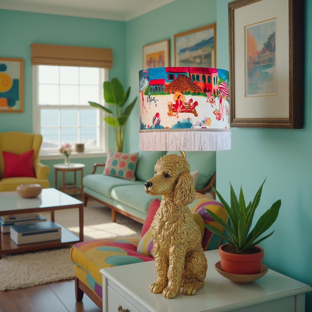 Riviera Fringed Lampshade tassel beach boho lamp shades coastal style decor mediterranean decor blue and white homewares fringe light shade