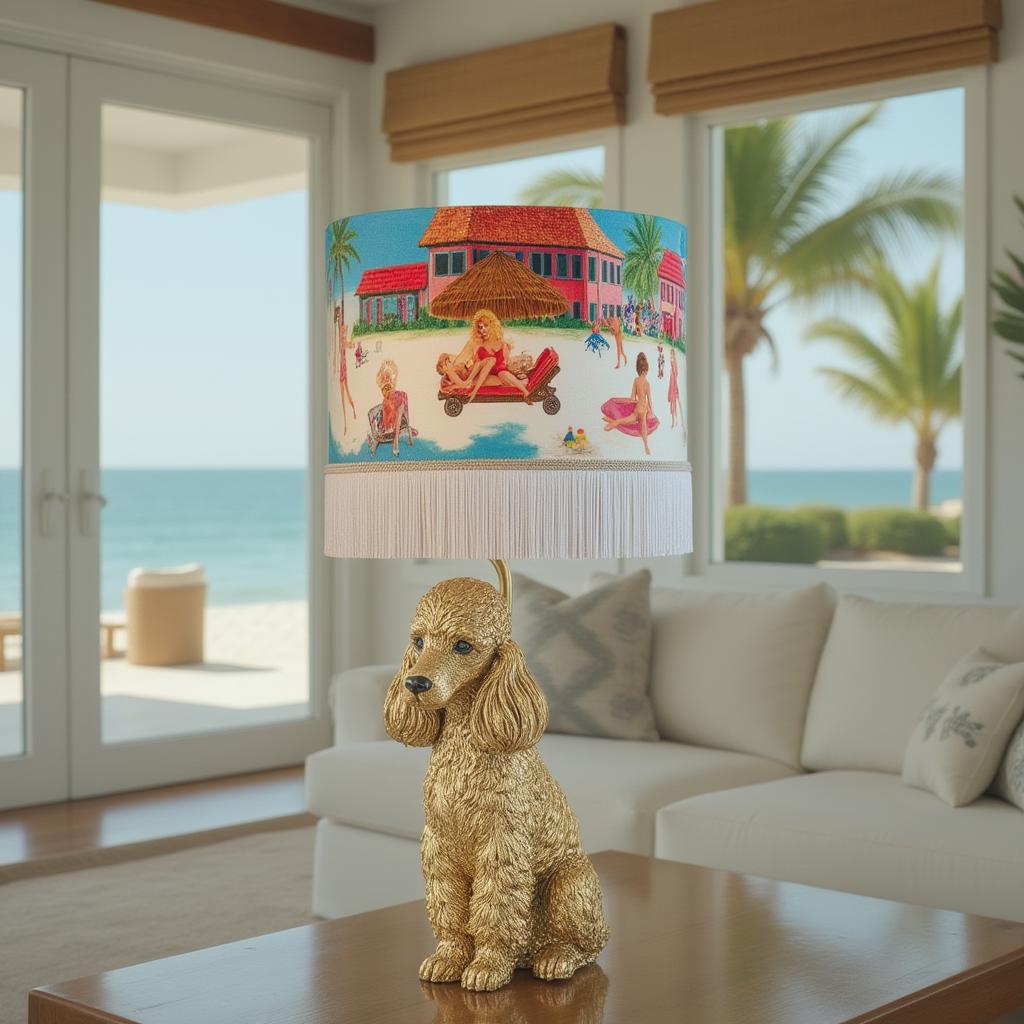 Riviera Tassel Lampshade Large drum fringe lamp shade eclectic decor beach house lighting seaside homewares pool bar lights