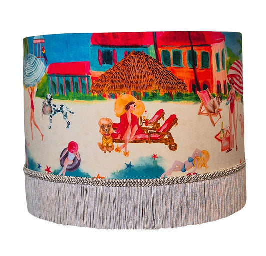 Riviera Tassel Lampshade Large drum fringe lamp shade eclectic decor beach house lighting seaside homewares pool bar lights