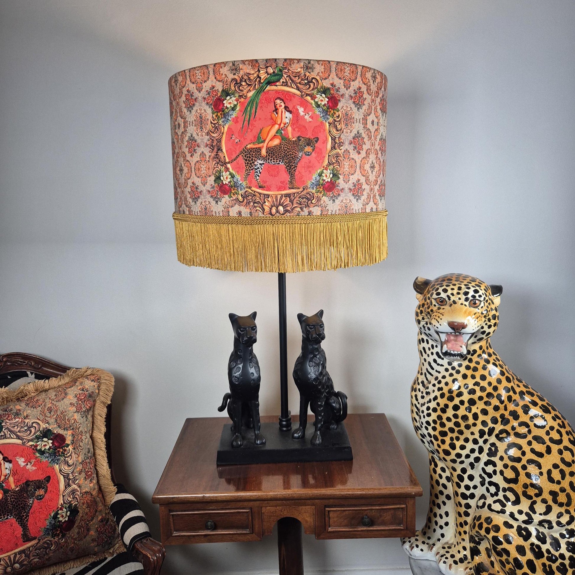Alice Fringed Drum Lampshade: Handmade Velvet Lampshade with Tassels