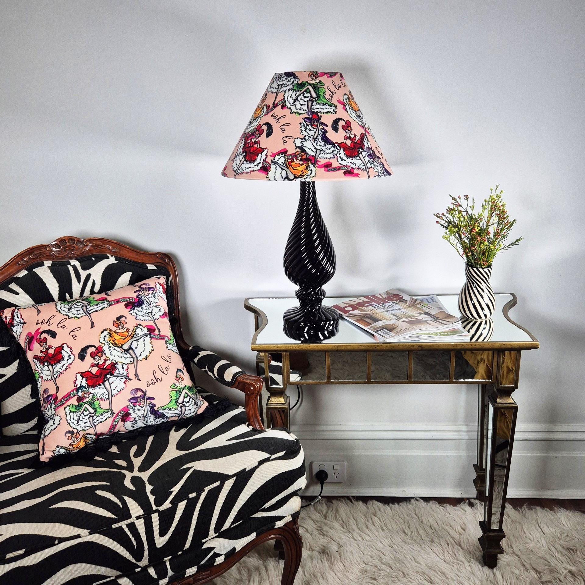 Can Can girls Parisian pink Lampshade for table lamp floor lamp, black coolie shade table lamp floor lamp ceiling pendant bold 16"