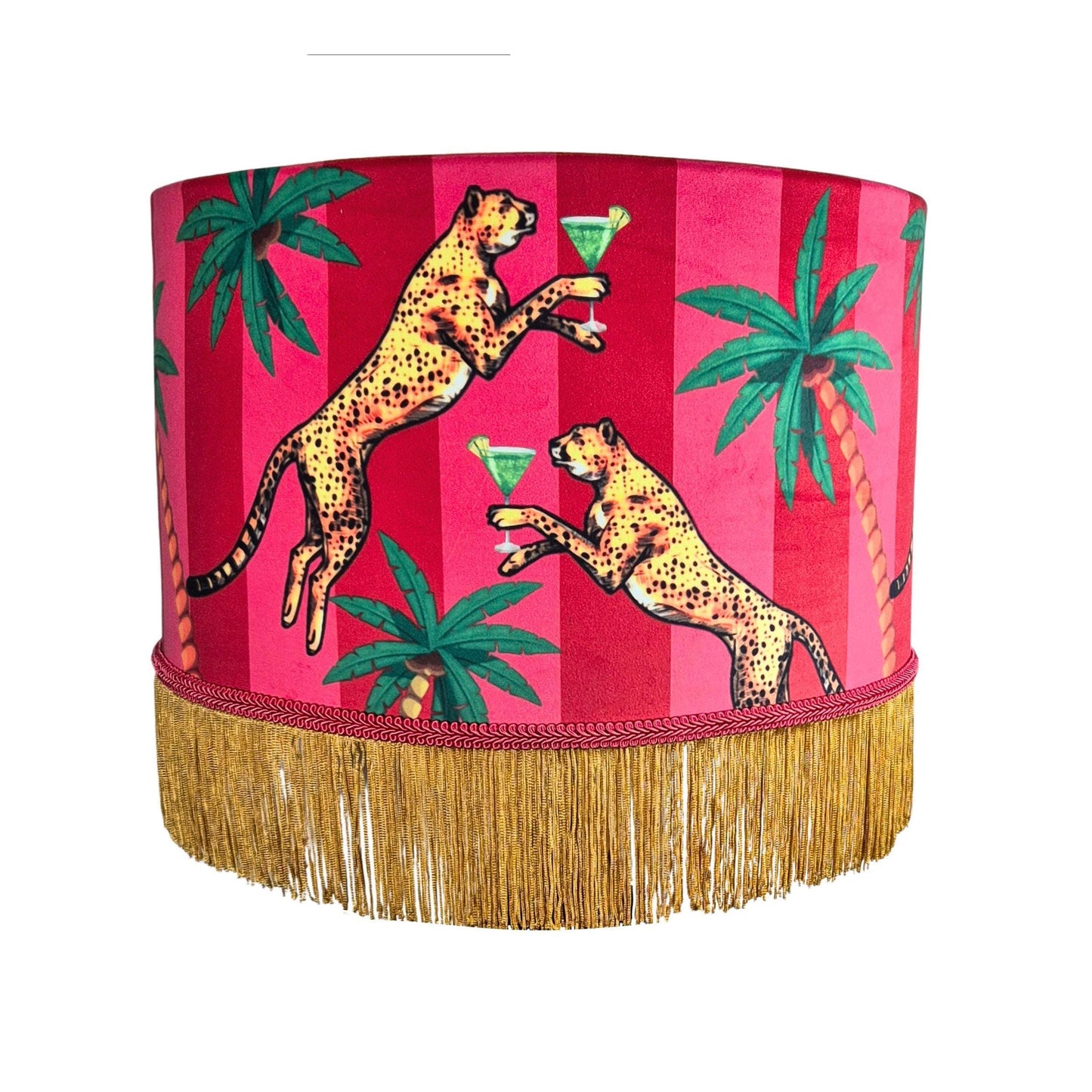 Cocktail Cheetah Striped Fringed Drum Lampshade for table lamp floor lamp, black drum shade table lamp floor lamp ceiling pendant vibrant