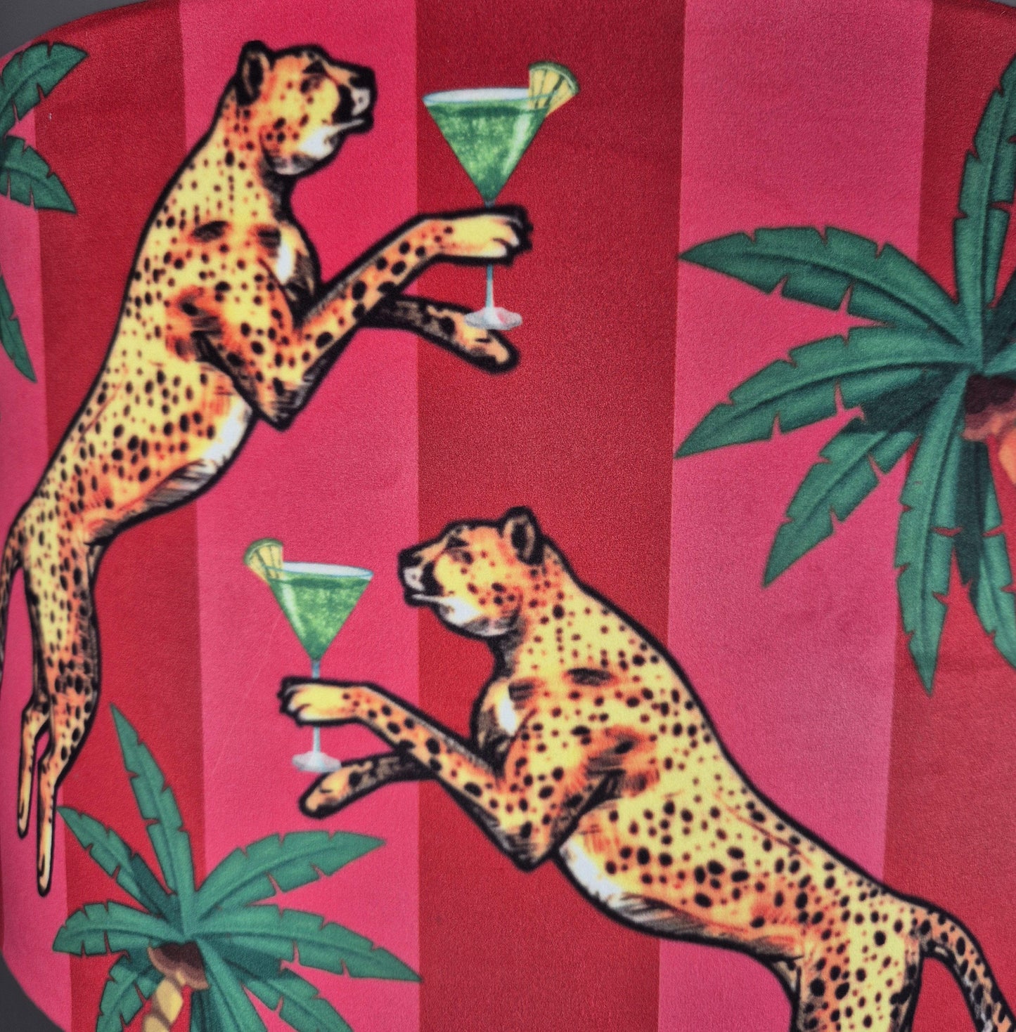 Cocktail Leopard Striped Tassel Lampshade, Cheetah decor, Pink Red velvet lamp shade, leopard print lampshades, cool lampshades, quirky