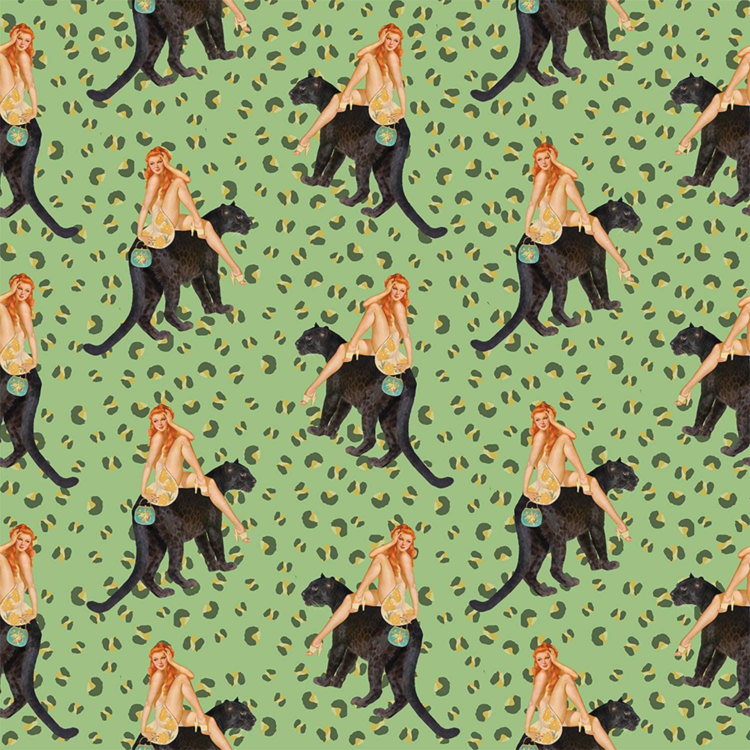 Abigail Green Leopard Wallpaper