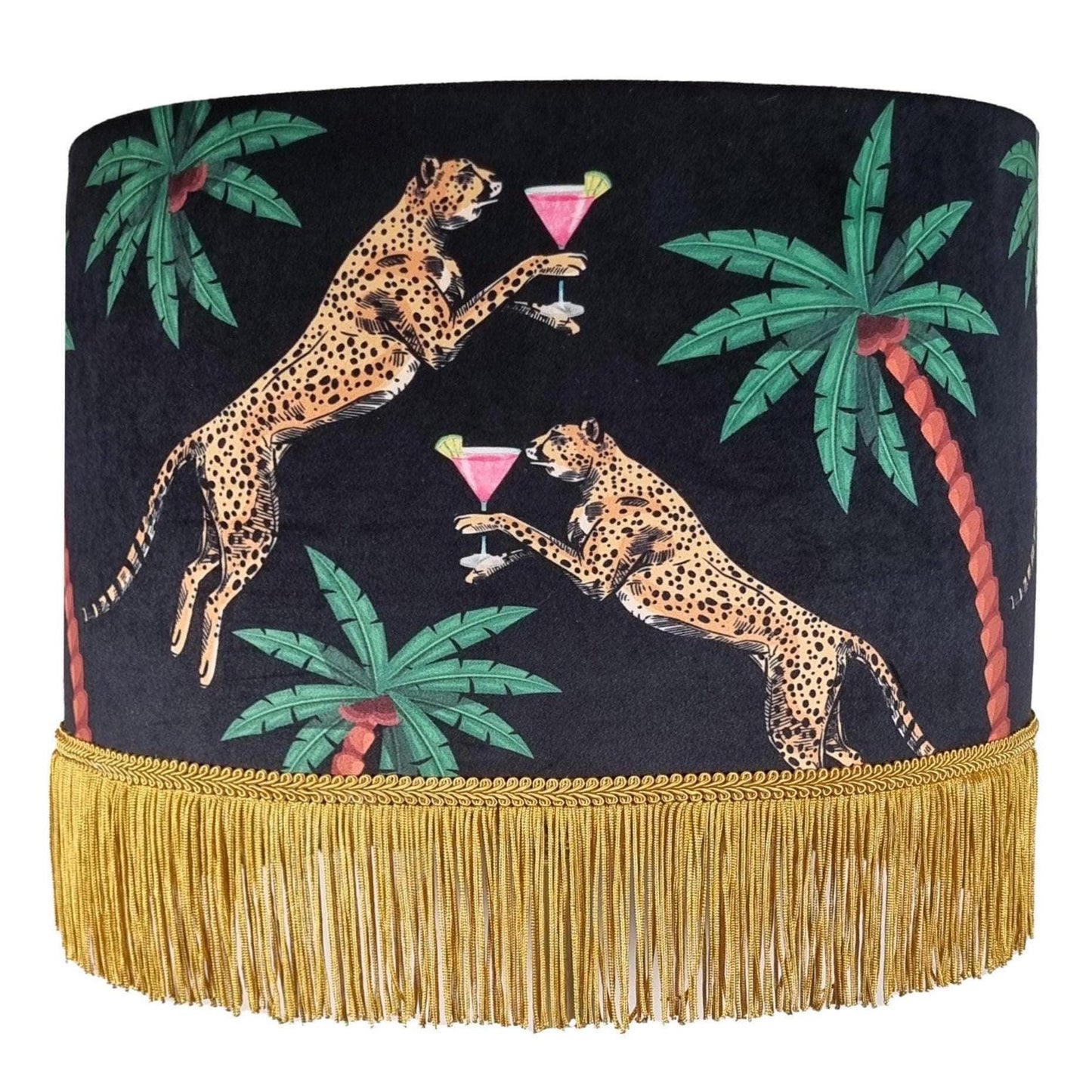 Fringed Leopard Lamp shade, Cheetah shades, tassel light, leopard print lampshades, black lampshades, quirky homewares, unique light shade