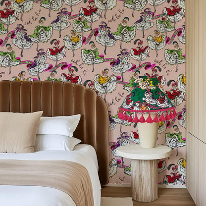 Ooh La La Pink Vintage Wallpaper