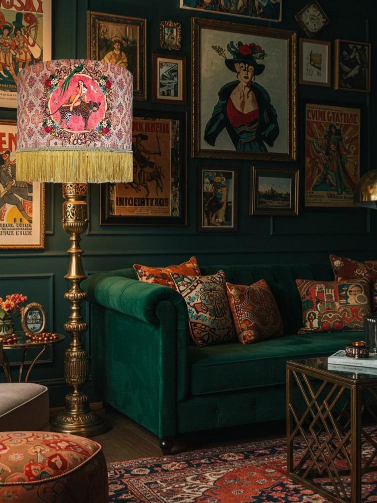 Alice Fringed Drum Lampshade: Handmade Velvet Lampshade with Tassels