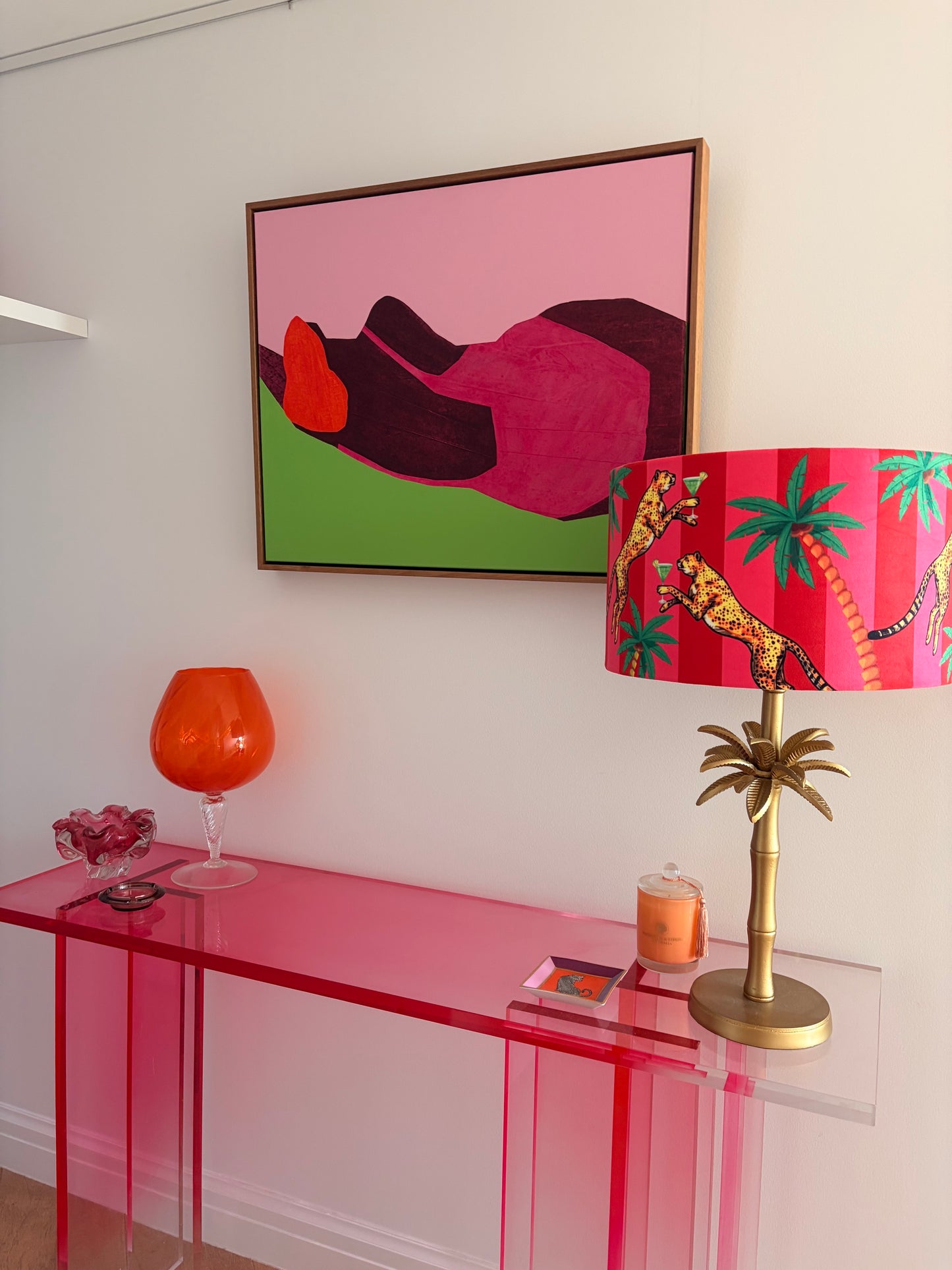 Cocktail Cheetah Red & Pink Striped Table Lamp