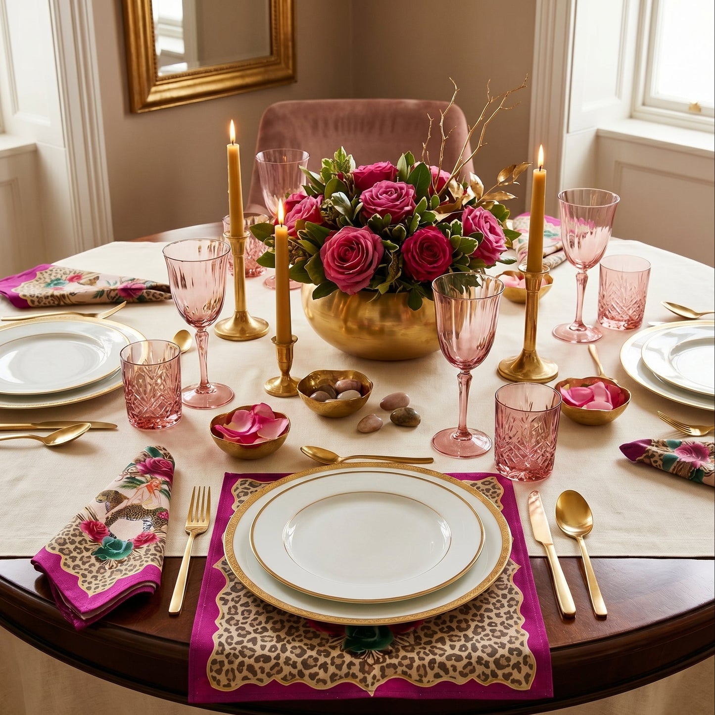 Tiger Rose Napkin 4Pc Set