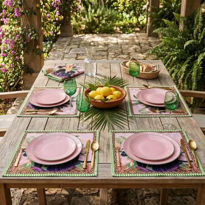 Jungle Walk Pink Napkin 4Pc Set
