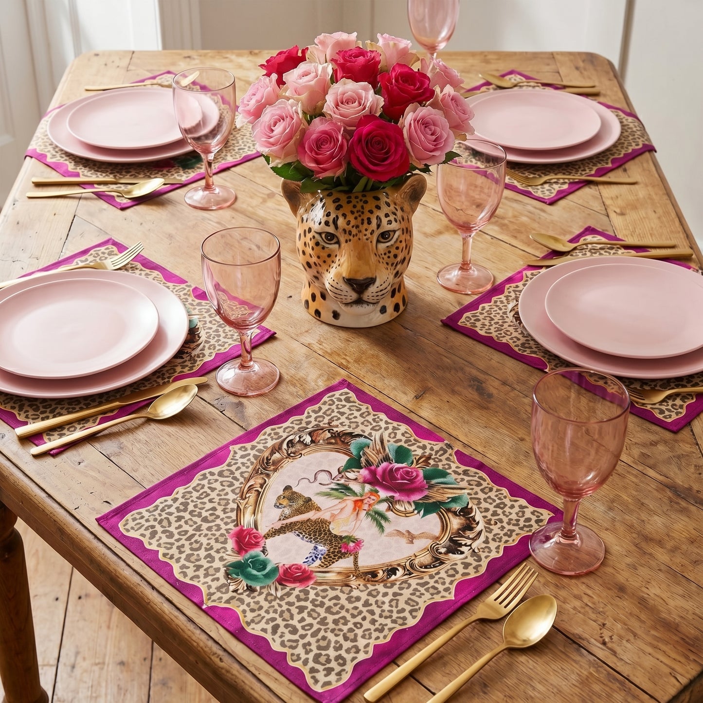 Tiger Rose Napkin 4Pc Set