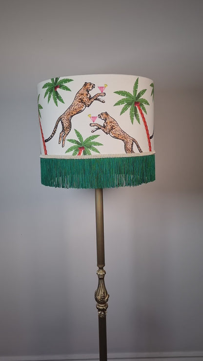 Cocktail Cheetah  Fringed Drum Lampshade Ice Dream