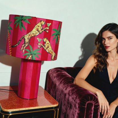 Cocktail Cheetah Red & Pink Striped Table Lamp