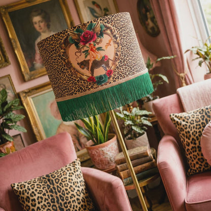 Tiger Rose Fringed Lampshade