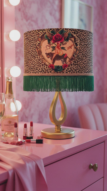 Tiger Rose Leopard print Fringed Lampshade