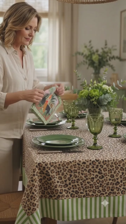 Wild at Heart 100% Linen Tablecloth ❤️
