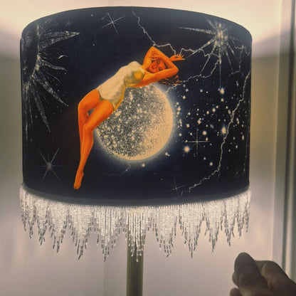 Celestial Goddess Beaded Fringe Lampshade