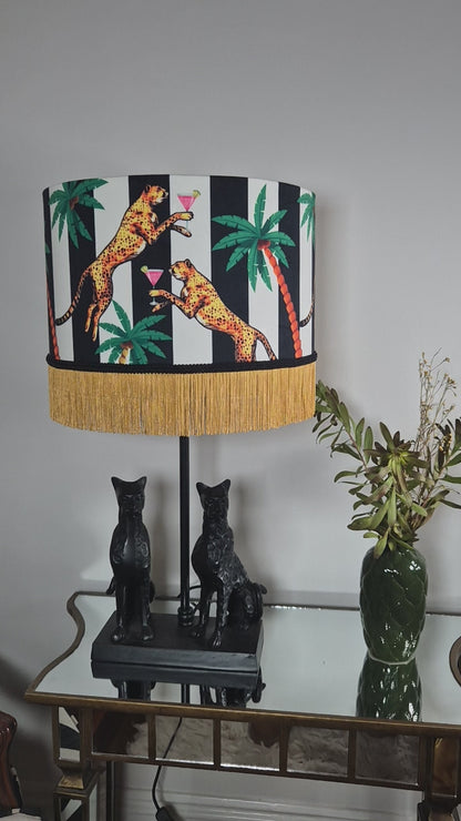 Cocktail Cheetah Black & White Striped Cushion