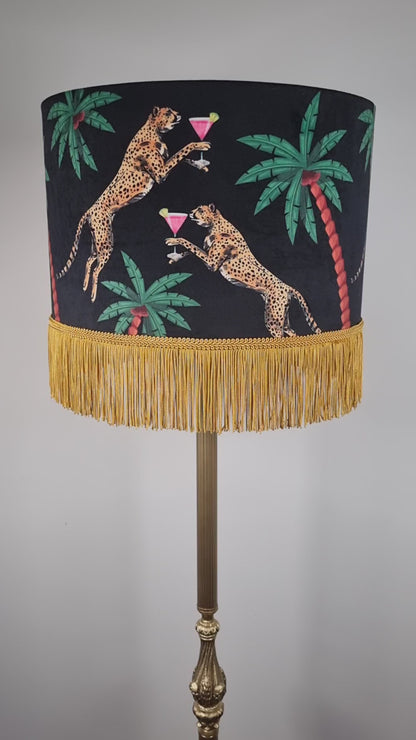 Cocktail Cheetah Tassel Drum Lampshade Black