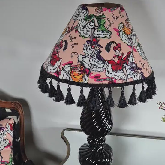 Can Can girls Parisian pink Tassel Lampshade for table lamp floor lamp, black coolie shade table lamp floor lamp ceiling pendant bold 16"