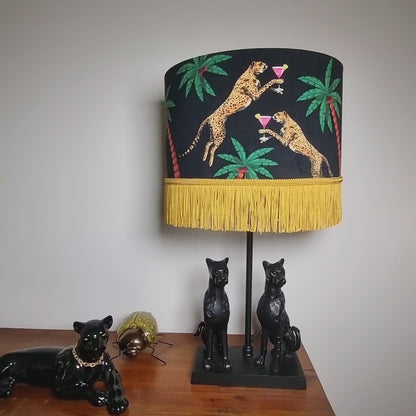 Cocktail Cheetah Tassel Drum Lampshade Black