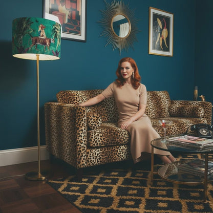 Queen K Jungle Walk Drum Lampshade Green