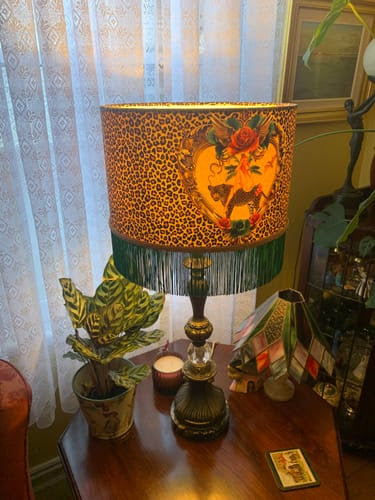 Tiger Rose Fringed Lampshade