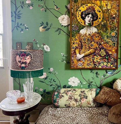 Tiger Rose Fringed Lampshade