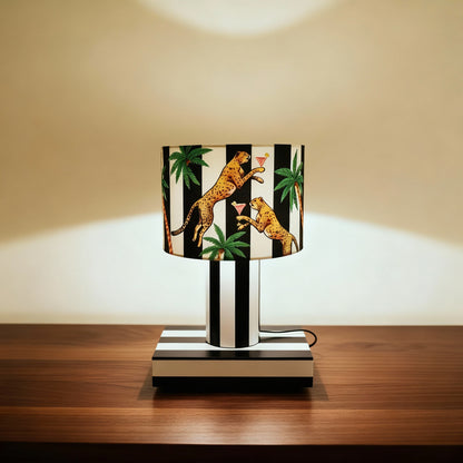 Cocktail Cheetah Black & White Striped Table Lamp