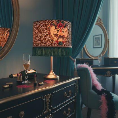 Tiger Rose Fringed Lampshade