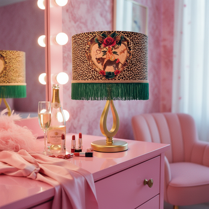 Tiger Rose Leopard print Fringed Lampshade