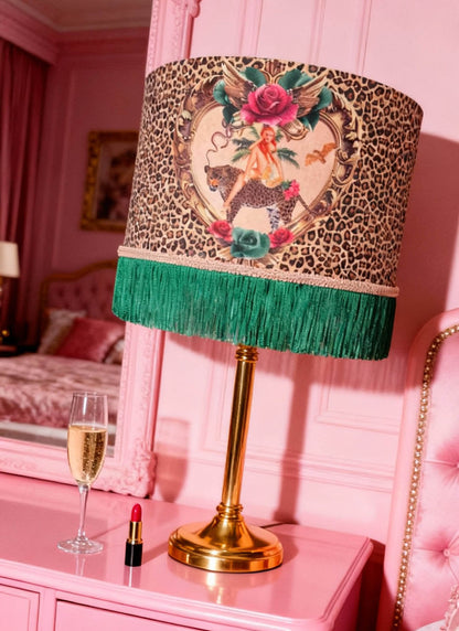 Tiger Rose Leopard print Fringed Lampshade