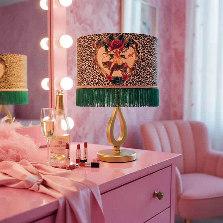 Tiger Rose Fringed Lampshade