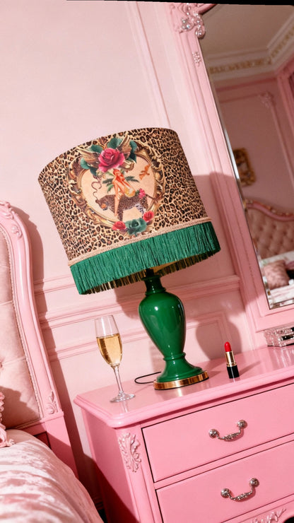 Tiger Rose Fringed Lampshade