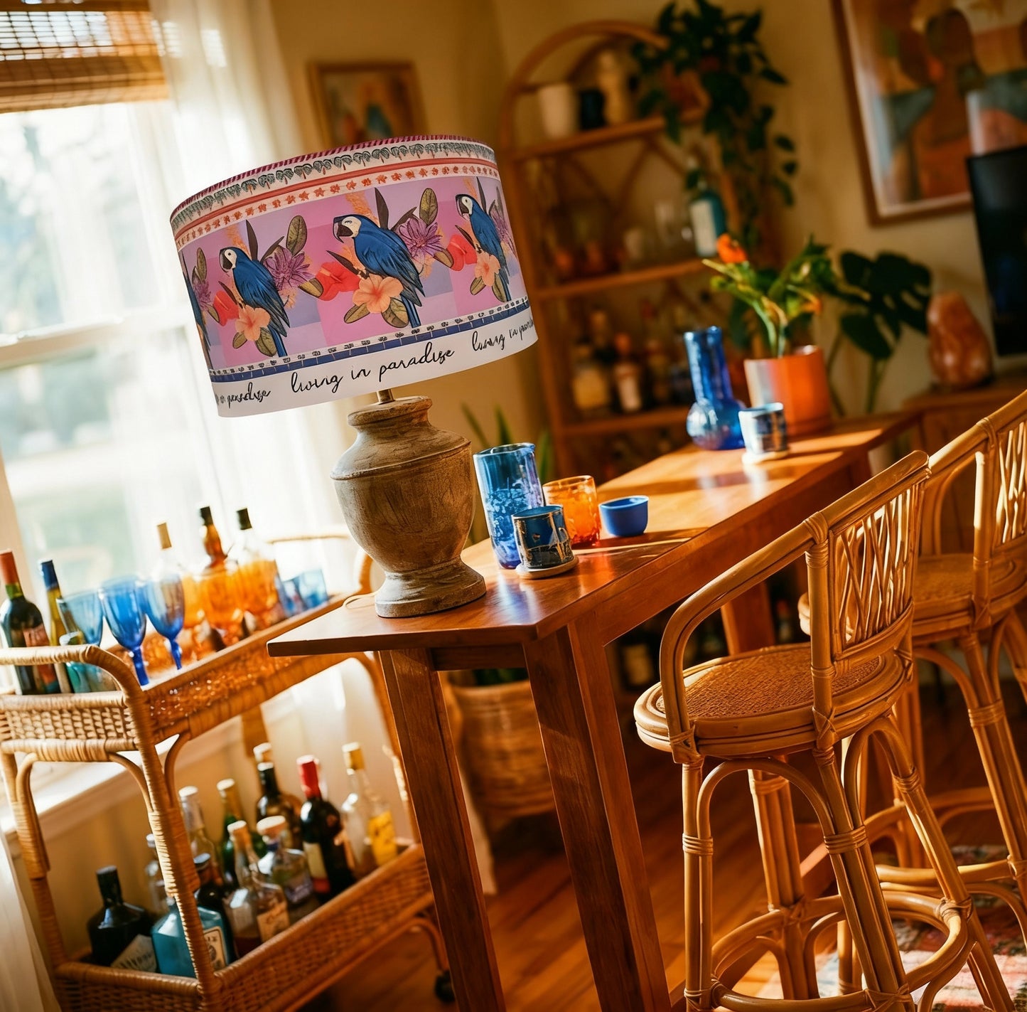 Queen K Living In Paradise Parrot Tropical Lampshade