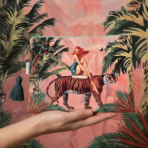 Jungle Pink Velvet Cosmetics Purse