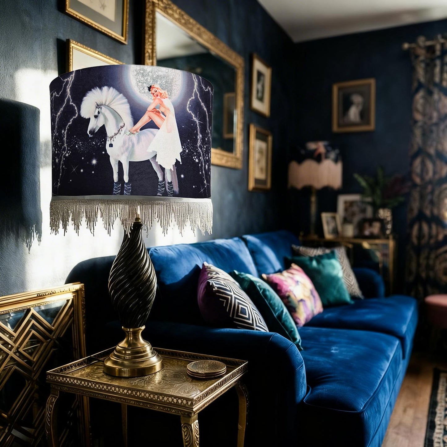 Celestial Goddess Beaded Fringe Lampshade