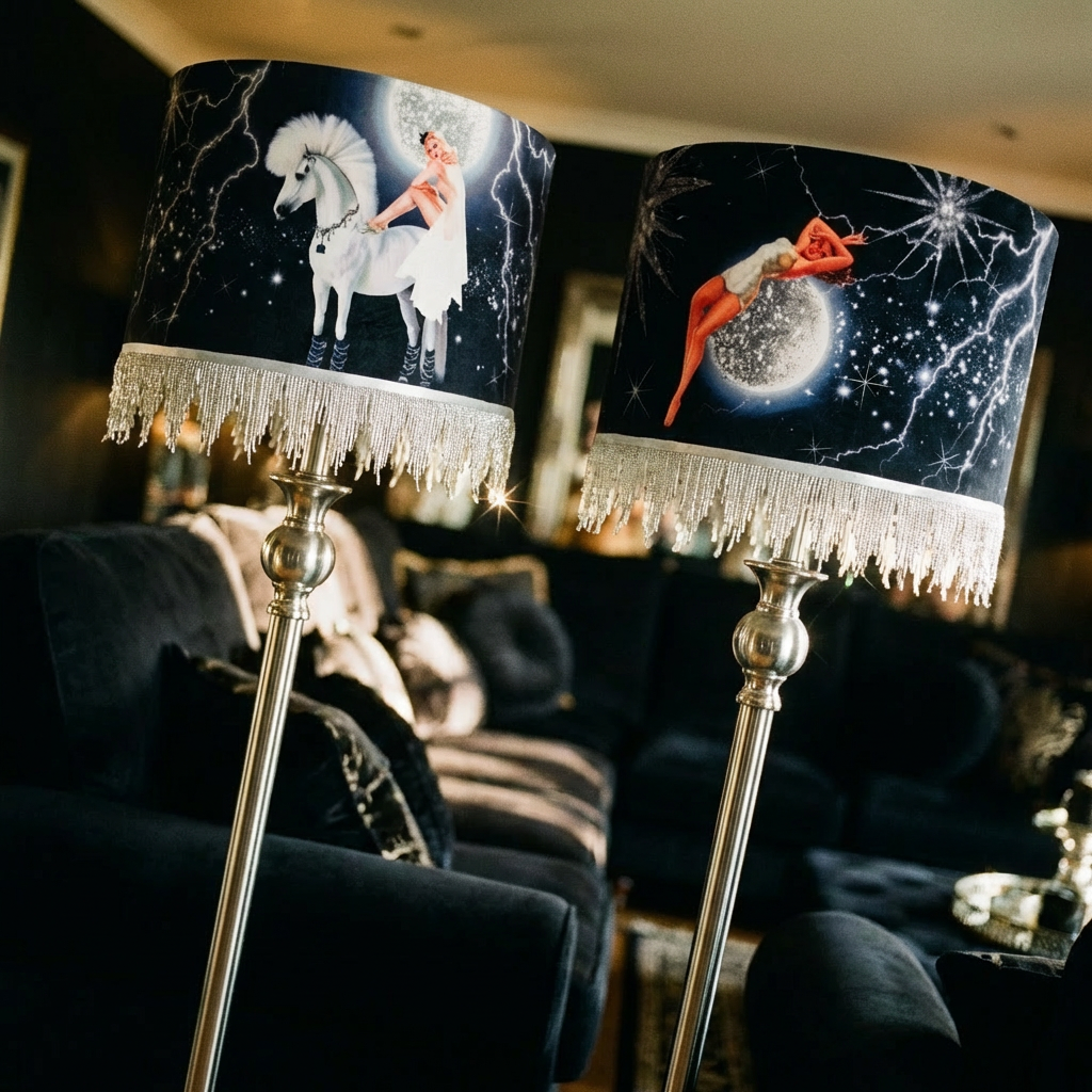 Celestial Goddess Beaded Fringe Lampshade