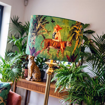 Queen K Jungle Walk Drum Lampshade Green